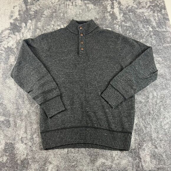 Iceland Made In Italy Wool Blend Sweater Mock Neck Charcoal Men's L Pullover - Picture 1 of 10
